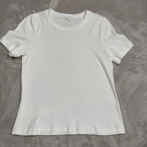 A.L.C. Short Sleeves White Tee Shirt Top Cotton Sz Large Women Minimalist Basic - Picture 1 of 9
