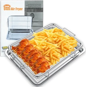 Air Fryer Basket for Oven, Stainless Steel 15.43"L x 11.53"W x 2.16"H, Siler - Picture 1 of 7