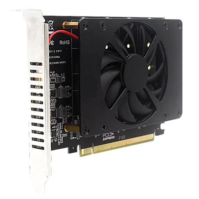 NVME M.2 Adapter Card PCIE X16 Splitter Expansion Controller 4-Disk Soft RAID - Image 1 of 4