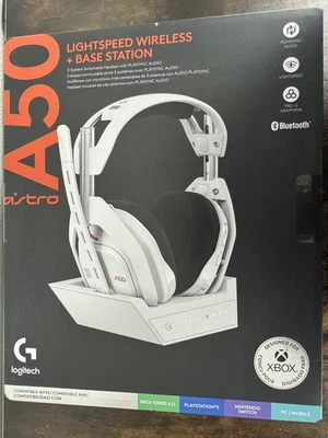 New Logitech Astro A50 Gen5 Lightspeed Wireless Gaming Headse+Base Station White - Image 1 of 3