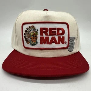 Cappello berretto camionista rosso uomo tabacco da masticare toppa snapback made in USA ritirato - Foto 1 di 10