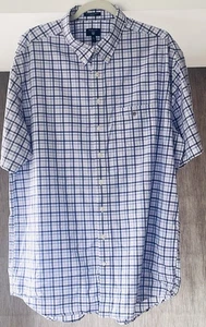 NUEVO Gant 3XL "Broadcloth Gingham" Camisa Manga Corta Azul Cuadros - Imagen 1 de 11