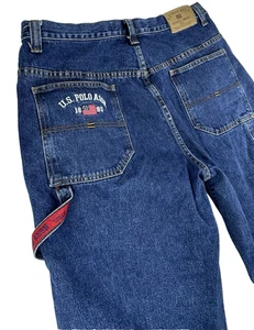 RARE Y2K Denim Baggy Hip Hop Skate US Polo ASSN Carpenter Jeans Mens 38x30 Blue - Picture 1 of 15