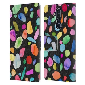 OFFICIAL NINOLA COLORFUL ABSTRACT SHAPES LEATHER BOOK CASE FOR NOKIA PHONES - Picture 1 of 12