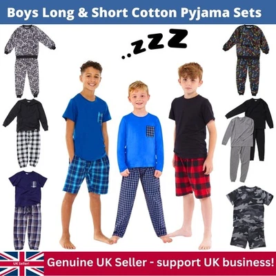 Bedlam Jungen lange kurze Pyjama-Sets karierte Unterteile Lounge-Hose kurz langärmelig