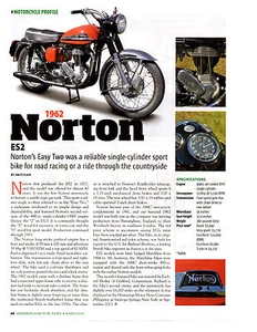 Motocicleta Norton Es2 1962 ~ muy buen artículo de una sola página / anuncio - Imagen 1 de 1