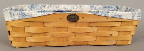 Peterboro Basket Co Rectangular w/ Removable Liner Made in USA. 16.5 x 8.5 x 4.5 Cover