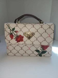 BABY PHAT Women's Purse Ivory/Rose Handbag W/ Brown Handle Logo Cat Small - Picture 1 of 14
