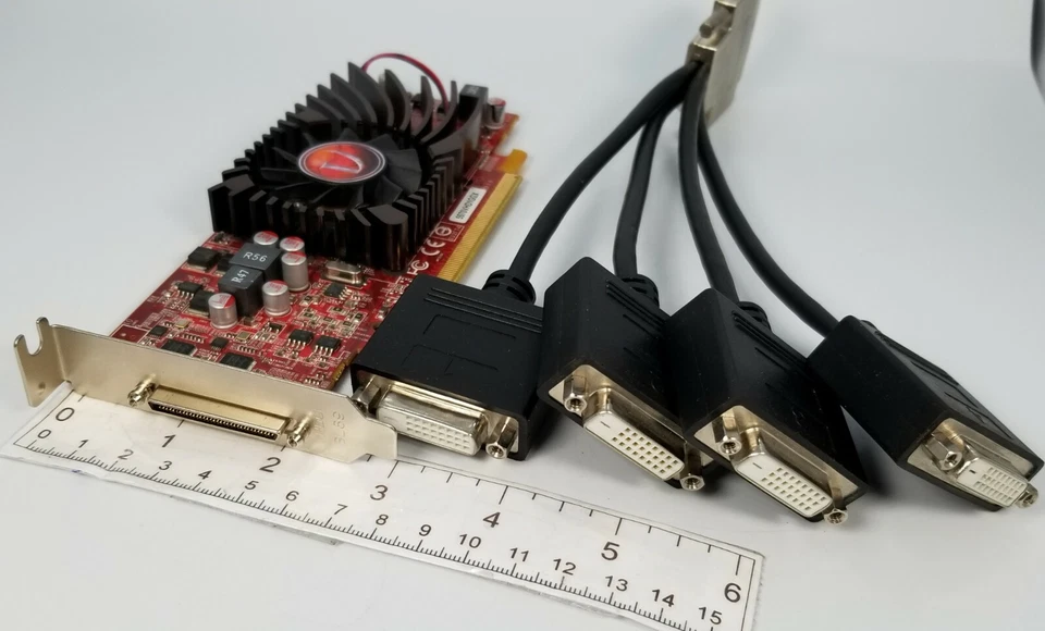 VisionTek AMD HD 5570 1GB VHDCI Quad DVI 4 Monitors Windows 10 Video Card SFF - Image 1 of 4