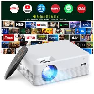 4K 1080P Projector Wifi Bluetooth Android Smart LED Beamer Home Theater Movie - Picture 1 of 7