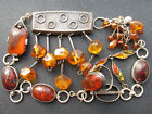 Antique Baltic Amber Silver Jewelry 45.3g.