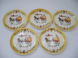 Vintage Salom *54U Horse & Wagon Small 6" Plates - Total of 5 - Picture 1 of 10