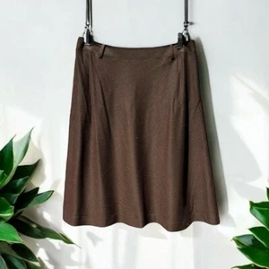 🌻Talbots Petites Chocolate Brown Wool Blend Stretch Fabric Midi Skirt Size 12P. - Picture 1 of 5