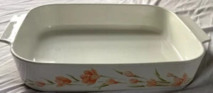 Vintage Corning Ware A-21-B-N Pfirsich Blumen Rechteck Lasagne Kasserolle Backform - Bild 1 von 14