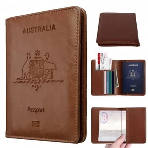 Travel Passport Wallet Holder RFID Blocking ID Card Case Cover Brown Wallet - Picture 1 of 9