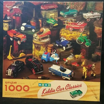 Springbok 1000 Piece Jigsaw Puzzle Kiddie Car Classics one piece missing  - Image 1 of 4