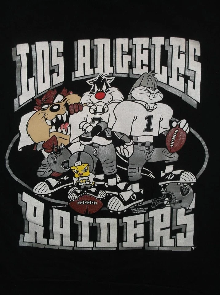 Los Angeles Raiders NFL Fútbol Looney Tunes Años 90 Camiseta Negra HN2593 Foto 1 de 1