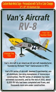 Van's Aircraft RV-8 (RV8) HD Insegna aereo - Nero/Argento/Giallo - Foto 1 di 2
