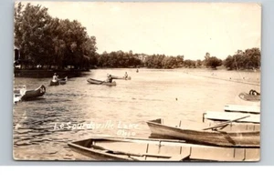 LeSourdsville Lake, Monroe Ohio, gente en barcos, postal RPPC de 1950 - Imagen 1 de 2