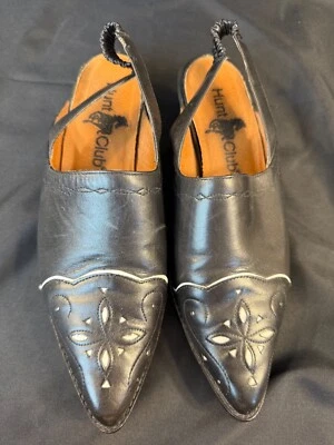 Hunt Club Dolly винтажный 80-х мул слинга назад черный кожаный остроконечный носок - Изображение 1 из 4