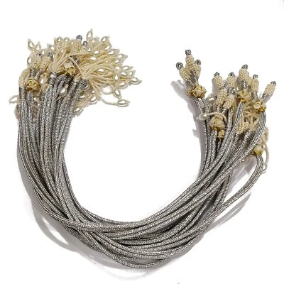 Collar de perlas ajustable cuerda trasera Dori plata para fabricación de joyas, paquete de 12 Foto 1 de 3
