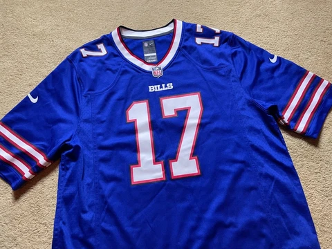 NFL Onfield Buffalo Bills #17 Josh Allen Blue Football Jersey Men's Size Large Cover