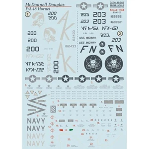 CALCOMANÍAS Hornet FA-18A escala 1:48 escala de impresión 48-262 para kit de modelo de plástico - Imagen 1 de 2
