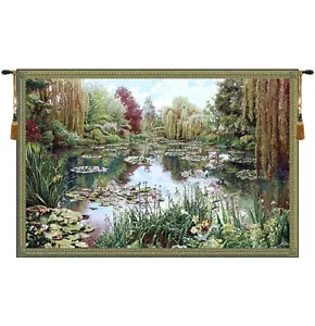 "JARDÍN AT GIVERNY TAPIZ DE PARED COLGANTE MONEDA Estanque ARTE IMPRESIONISTA 25""x39"" - Imagen 1 de 1
