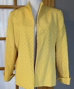 Vtg Austin Reed Quilted Blazer Jacket Women’s Sz 14 Open Front High Neck Yellow - Picture 1 of 14