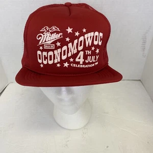New VTG 1996 Miller Beer 4th of July Oconomowoc snap back Trucker hat - Picture 1 of 7