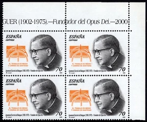 SPAGNA 2000 - Josemaria Escrivá de Balaguer QUARTINA (MNH**) - Picture 1 of 1