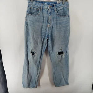 old navy girls jeans size 14 high Rise slouchy straight denim light blue jeans - Picture 1 of 9
