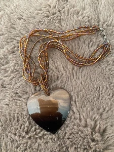 chunky heart pendant mother of pearl sl05 - Picture 1 of 2