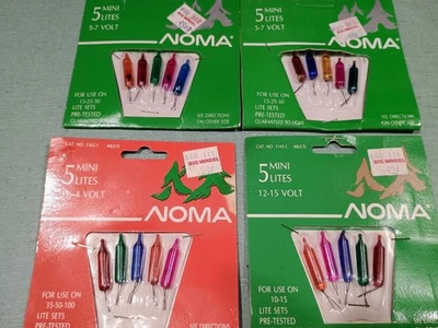 Vintage NOMA Mini Christmas Light Bulbs Lot (4 Packs) Replacement Multicolor NOS - Image 1 of 4