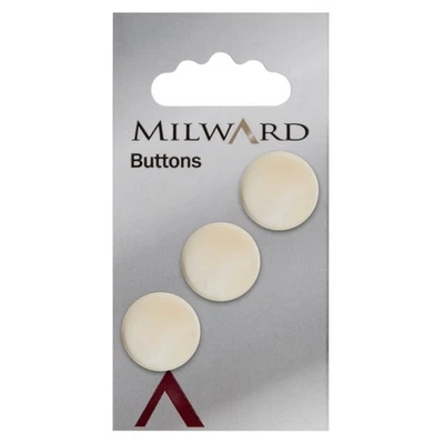 Milward Buttons: Carded: 18mm: 5 Packs of 3: Cream - Image 1 of 2