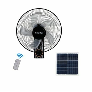 Solar Fan Rechargeable Wall 16inch with Panel Remote USB Night Light Black New - Picture 1 of 1