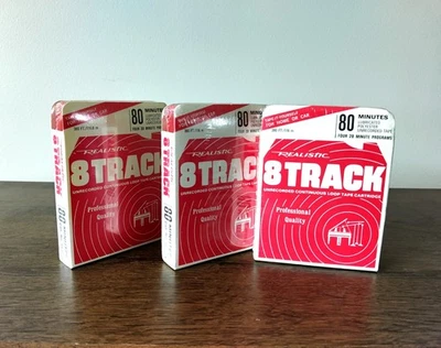 Vintage Factory Sealed Realistic 8-Track Blank Tapes – Set of 3 - Image 1 of 4