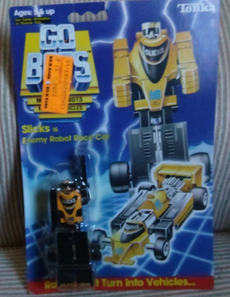 1984 Tonka GoBots Slicks 16 Enemy Robot Race Car Vintage Toy Yellow & Black - Image 1 of 3