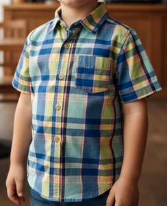 Crazy 8 kariertes kurzärmliges Hemd mit Knöpfen vorne Jungen Größe 5-6 - Bild 1 von 9