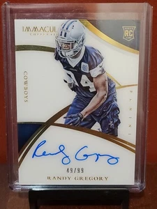 2015 Immaculate Randy Gregory  RC Auto 49/99 Dallas Cowboys - Picture 1 of 3
