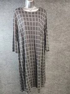 J Jill Wearever Dress Womens 1X Black White Geometric Print Knee Length Pullover - Picture 1 of 9