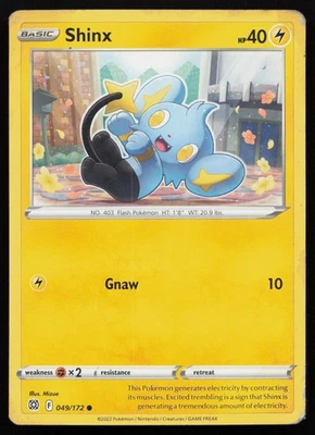 Pokemon Shinx 049/172 SWSH09: Brilliant Stars Non-Holo (LP - HP) - Image 1 of 2