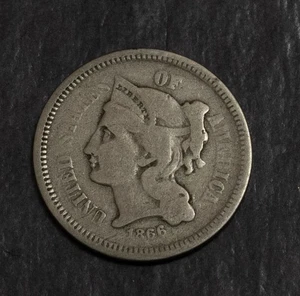 1866 Three Cent Nickel VG Lot 3496 - Picture 1 of 2