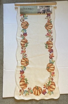 Nicole Miller Home Table Runner 15x72 NWT Halloween Pumpkins Leaves - Image 1 of 4
