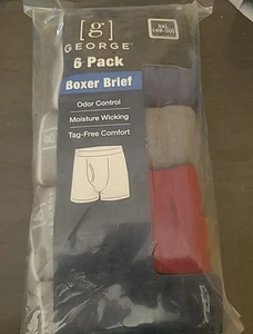 George Men's Boxer Briefs 6-Pack, Regular Odor Control, Size 3XL (48-50) - Picture 1 of 1
