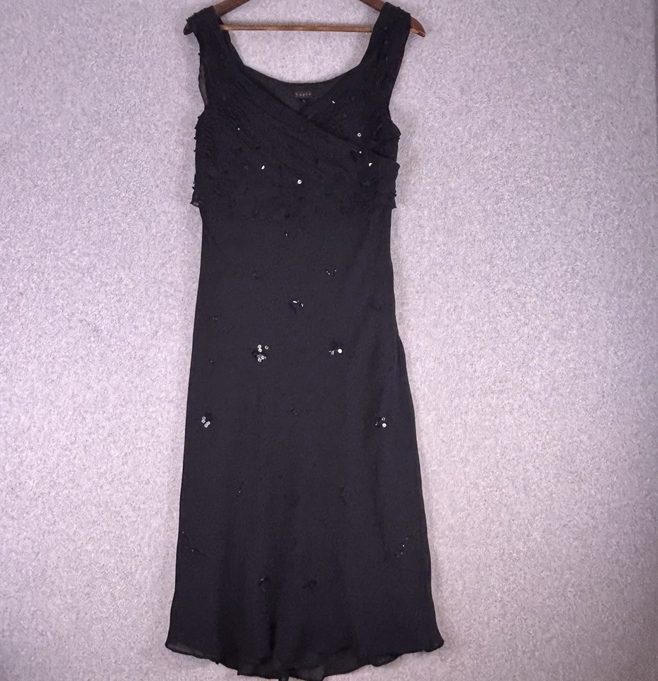 Maxi Vestido Vintage Lapislázuli L Negro Seda Cuentas Volantes Hada Oscura Gótico Caprichoso Y2K Foto 1 de 4