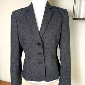 Tahari ASL Gr. 6 Blazer Sakko anthrazit grau strukturiert Krepp tailliert Arbeitskleidung - Bild 1 von 9