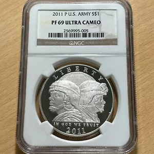 2011-P Proof U.S Army Commem Silver Dollar NGC PF69 UCAM - Picture 1 of 2