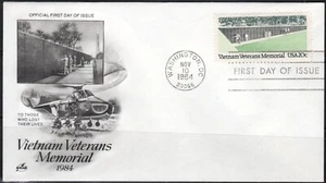 US Scott #2109, 20 cent "Vietnam Veterans Memorial", on FDC - Picture 1 of 1