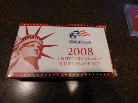 2008 United States Mint Silver Proof Set 50 State Quarters, Presidents + COA Cover